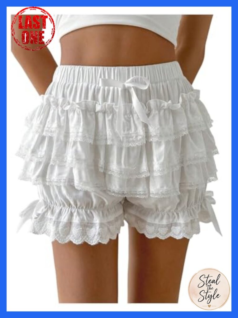 Plus Size Lace Ruffle Mini Shorts Y2K Bow High Waist Bloomer